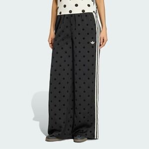 adidas Black Polka Dot Wide-Leg Pants with White Stripes